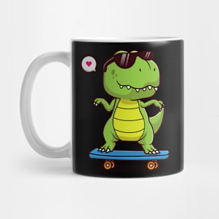 Cute Dino Playing Skateboard Mug